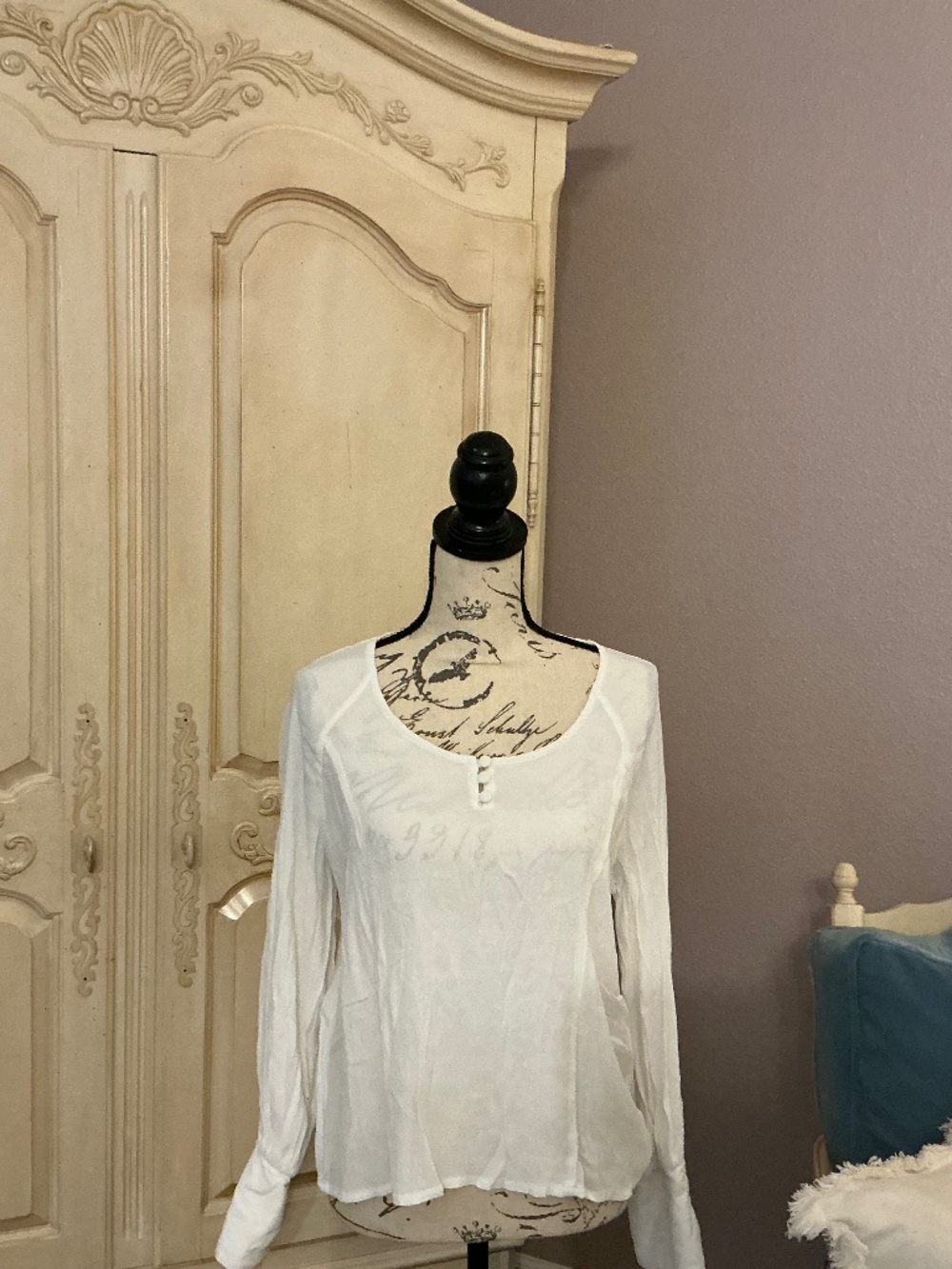 Jaxton The Label White Sheer Long Sleeve Blouse Size Medium